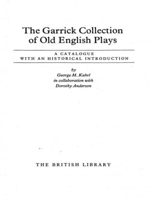 cover image of Garrick Collection of Old English Plays